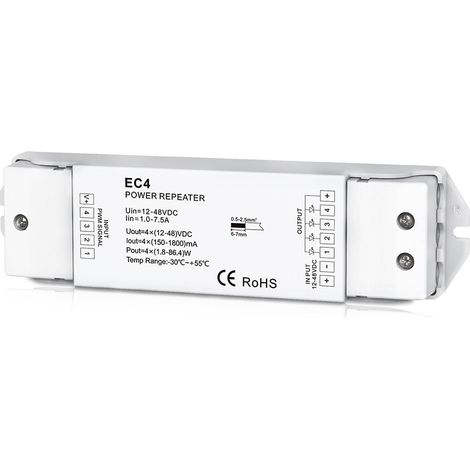 EC4 Quad-Channel Constant Current PWM Amplifier, Monochrome/Color Temperature/RGB/RGBW Power Extender