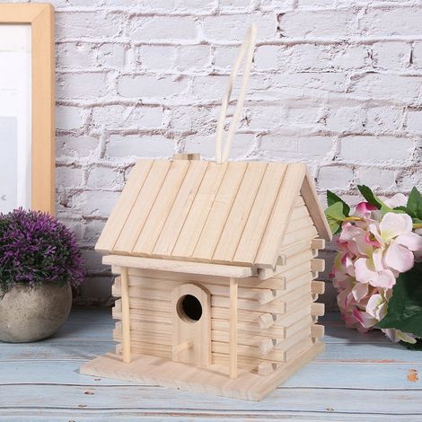 Nichoir suspendu en bois, maisonnette pour oiseaux, accessoires pour perroquets, artisanat (1/5)