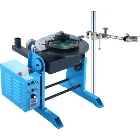 Poste de soudure rotatif 50kg, plateau 0-90°, 0,5-6 tr/min, 120W, avec mandrin 3 mors 12,4" et support torche, pour coupe, meulage, assemblage, test. (1/5)