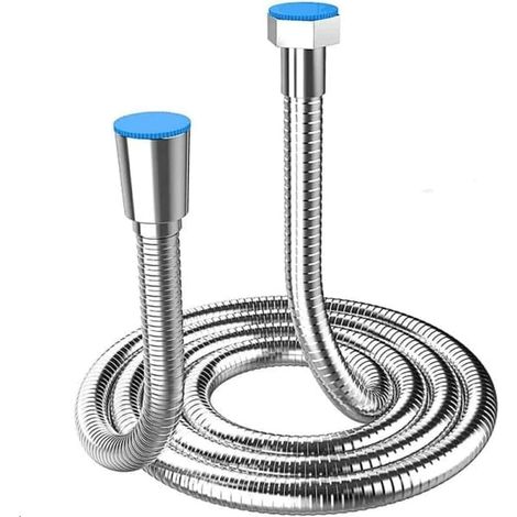 Flexible de douche de 5 m en acier inoxydable, finition chromée, renforcé, universel, pour douchette et installation dans la salle de bain.-AquaForge (1/5)