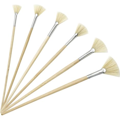 Pinceaux Peinture Huile en Éventail Poils de Porc Naturels 6PCS Pinceau pour à l'huile, Acrylique, Aquarelle, Set Watercolor Oil Acrylic Artiste (1/5)