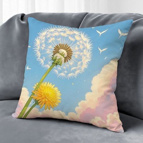 Housse de coussin floral bleu rose jaune, décoration salon maison,40×40cm (1/5)