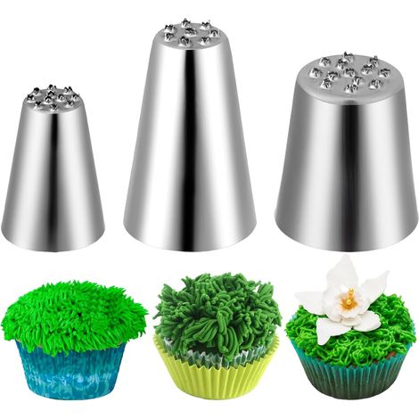 Lot de 3 Embouts de poche à douille, Acier inoxydable, Modèles 233 234 M24, Pour cupcakes et fondant (1/5)