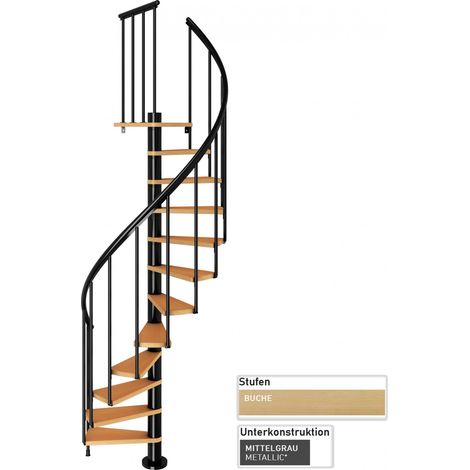 Dolle Spindeltreppe Calgary Buche/Anthrazit 244,8-280,8cm Geschosshöhe Ø120cm (1/2)