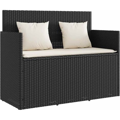 Maison Exclusive - Gartenbank mit Kissen Schwarz Poly Rattan