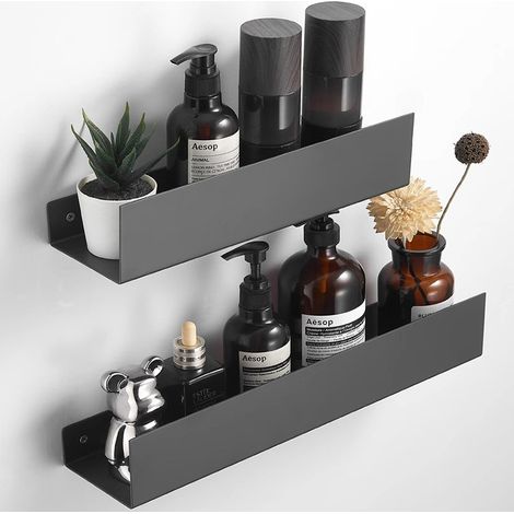 Mensola per bagno, mensola per doccia senza foratura, set di 2 mensole per doccia, porta shampoo, accessorio per doccia, nero