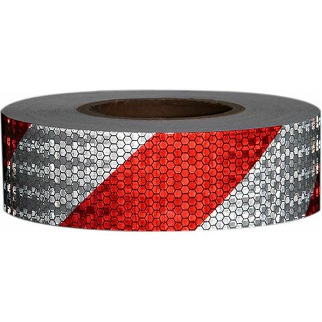 Reflective tape 3000 x 50 mm – Red and white – PVC material – For vehicles and mechanical equipment – High nighttime visibility (1/5)