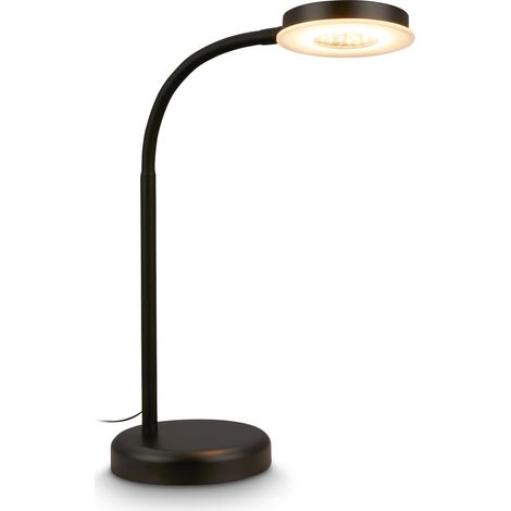 Lampe de table LED tactile, à intensité variable par paliers, orientable, lampe de chevet, de bureau, de salon à poser, lampe à poser, table salon, 13x55,5 cm, noir (1/5)