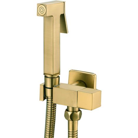 Kit de douche mural carré en laiton chromé pour bidet (Or brossé) Z-V-D