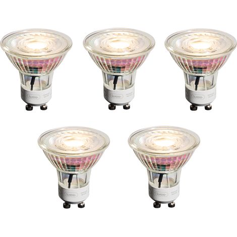 LUEDD Juego de 5 bombillas LED GU10 de 50 mm regulables transparentes 4,9 W 450 lm 2700 K