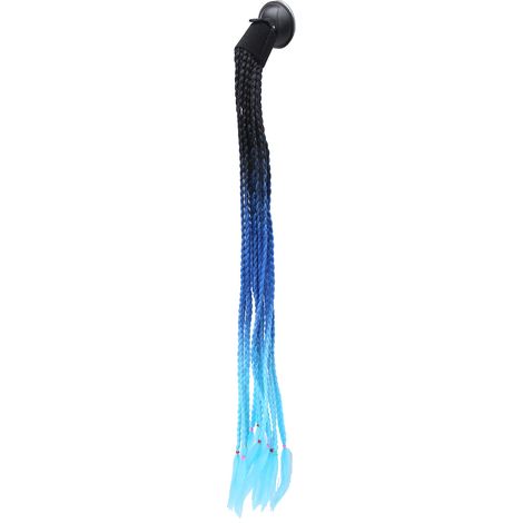 Casque moto dégradé bleu nuit, queue de cheval punk à ventouse, style rétro, noir et bleu clair, accessoire casque ajustable (1/5)