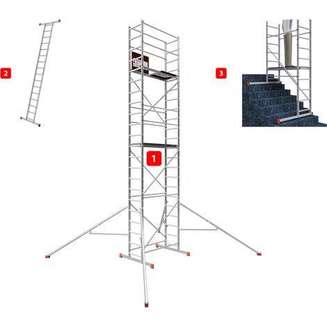 AluCombine 4.0 - 700, Arbeitshöhe 7m, Leiterngerüst mit Traverse & Dreieckausleger