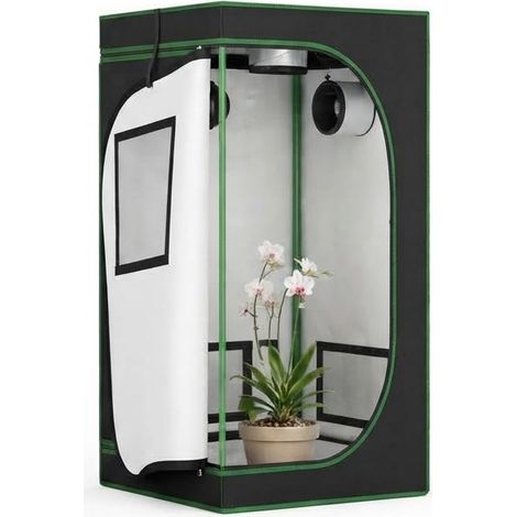 ELVMI Invernadero de Interior con Ventilaciones Ajustables, Tela Oxford y Acero, Negro y Verde, 60 x 60 x 120 cm (1/5)