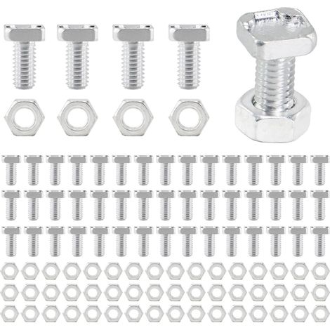 Lot de 50 écrous et boulons à tête carrée en aluminium pour serre, réparation de bâtiments, serres, accessoires nécessaires (1/5)