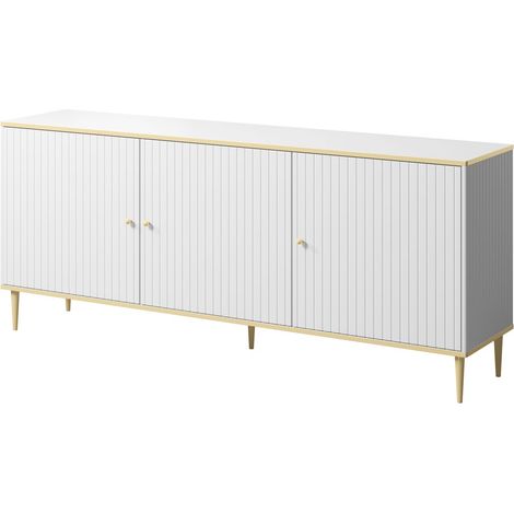 Kommode GLAMOUR 180 cm weiß matt + gold