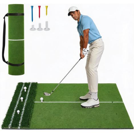Tapis d'entréeînement golf professionnel – Gazon synthétique double 5x4FT haute densité, lignes d'alignement précises – Pour passionnés de golf – 5x4FT (1/5)