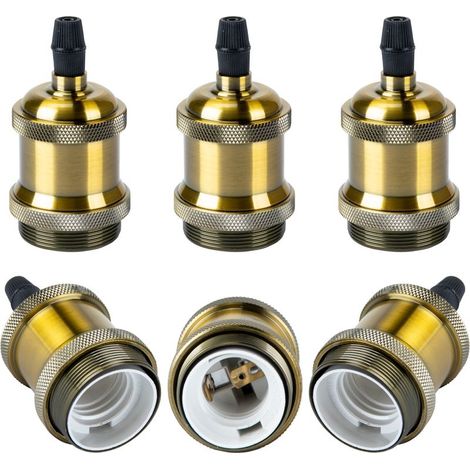 6pcs Rétro Douille d'ampoule E27 Edison LED, Vintage Industrial Adaptateur de Lampe Spiral Support 110-220V pour Plafonnier Lustre Applique - Bronze (1/5)