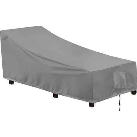 Housse de chaise longue d'extérieur, imperméable et résistante aux UV et aux intempéries, 210 x 75 x 80 x 40 cm, grise (1/4)