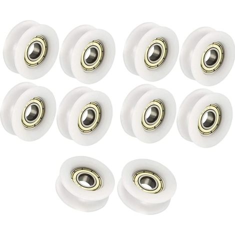 6x24x9mm Weiße U-förmige Führungsrolle mit Kugellager für Möbelrollen, 10er-Packung (1/4)