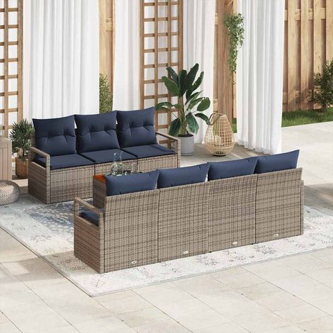 Teenpull – Gartensofa-set 8 Stk. Grau Poly-Rattan (1/5)