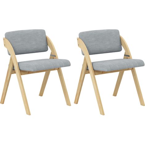 COSTWAY Set 2 Sedie da Pranzo, Sedia da Cucina Pieghevole con Gambe in Legno di Gomma, Sedile e Schienale Imbottiti, Sedia Portatile per Casa Ufficio Matrimonio, Portata 160 kg (Grigio) (1/5)