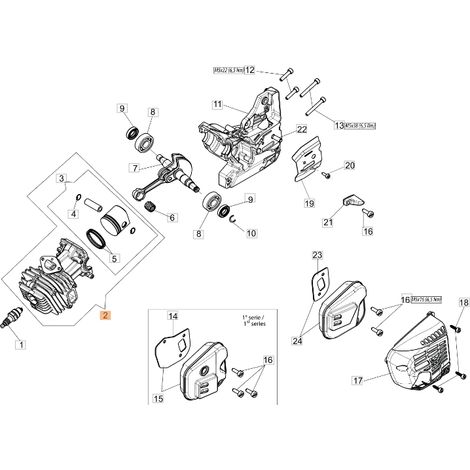 Kit cilindro pistone motosega modelli GST360 ORIGINALE OLEOMAC 50270212