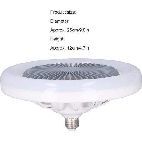 Ventilateur Plafond Silencieux E27 30 W Silencieux Réglable,Avec éclairage LED,Chambre, salle à manger, cuisine,Blanc (1/4)