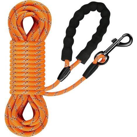 Laisse de Traction pour Chiens, Laisse de Dressage pour Grands et Petits Chiens, Laisse pour Chiens avec dragonne Stable, Crochet à Mousqueton 360°, réflecteurs (Orange, 5M) (1/5)