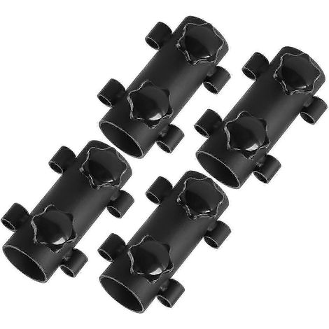 Lot de 4 supports de poteaux en acier réglables avec double verrouillage à écrou pour tentes de camping, parasols et auvents. (1/5)