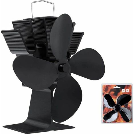 Ventilateur de poêle à chaleur à 4 pales, fonctionnement silencieux, respectueux de l'environnement et efficace pour poêle à bois/cheminée, avec lame de rechange (1/5)