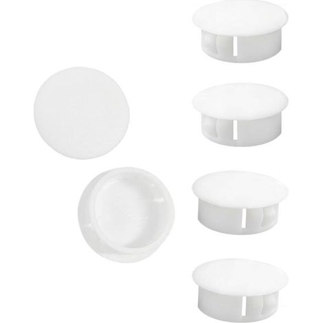 10 Pièces 25mm Bouchons en Plastique Rond, Cache Trou Meuble, Blanc, Bouchon de Trou de Percage pour Verrouillage Trou Meubles (1/4)