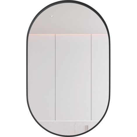 Armario con espejo de pared o empotrado con 2 estantes ajustables, marco metálico, para baño, dormitorio negro (1/5)