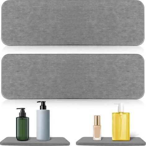 2 Plateau Pierre, 22x7cm Absorbant Eau, Diatomite Antidérapant, Séchage Rapide, Cuisine Salle De Bain