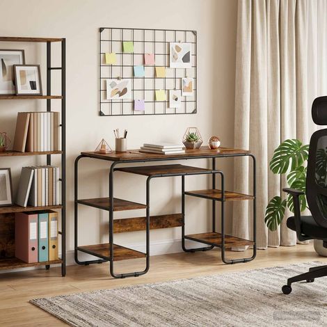 vidaXL Desk with Storage Smoked Oak 113.5 x 52 x 75.5 cm (1/5)