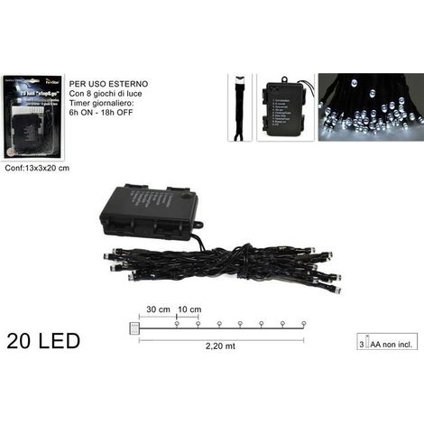 20 Luci Led a Batteria Bianco Freddo con Giochi di Luce - size OFFERTA 5 pz