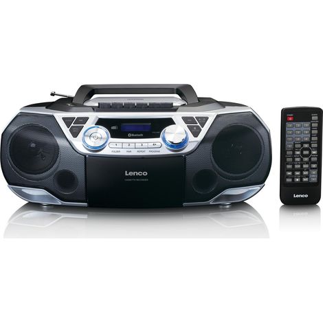 Boombox portátil con radio DAB+/FM, Bluetooth®, grabadora de CD, casete y reproductor USB Plateado