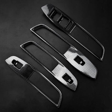 4-teiliges Set dekorativer Fensterheber-Aufkleber für MG ZS (2017–2018), Carbonfaser-Optik, Interieur-Aufkleber (1/5)