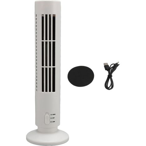 Ventilateur tour de refroidissement en ABS, sans pales, portable et silencieux, avec 2 vitesses, idéal pour la maison, la chambre ou le bureau (blanc). (1/5)