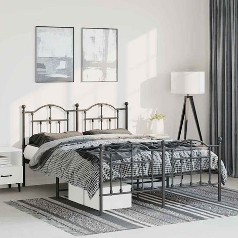 Estructura cama sin colchón con estribo metal negro 135x190 cm (1/5)
