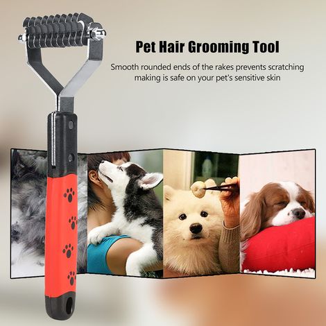 Peigne à poils longs en acier inoxydable avec 10 dents, outil de toilettage et de démêlage pour chiens et chats à poils longs (1/5)