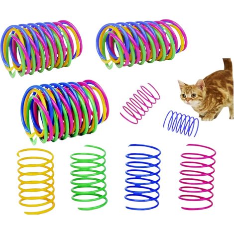 Pcs Colourful Cats Springs Toys - Interactive Cat & Kitten Toys, Durable Plastic Spring Cat Toy for Swatting, Biting, Hunting, Enrichment Play, Fun Kitten Toy to Keep Kittens Active & Engaged