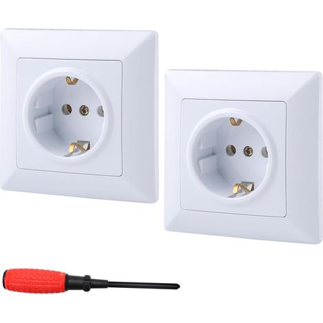 2 Pack Prise Electrique Murale 2P+T Encastrée Standard Prises 16A 250V (1/5)