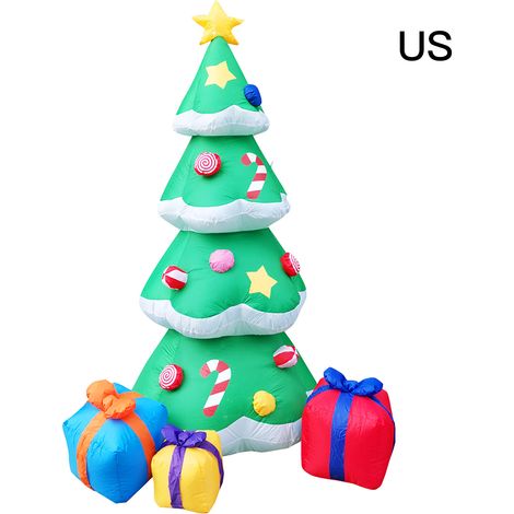 Aufblasbarer Weihnachtsbaum mit Geschenken für die Dekoration im Innen- und Außenbereich (1/5)
