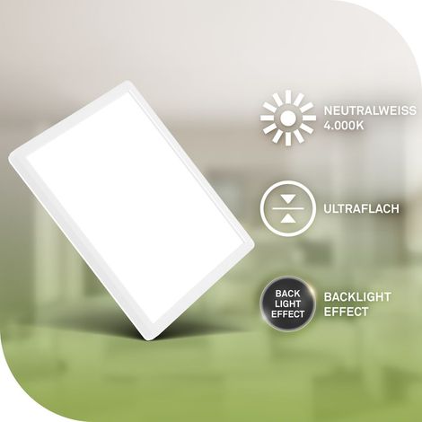 Briloner Tava A Lampada da soffitto a LED, CEE A sorgente luminosa, piatta, luce indiretta, lampada da salotto, pannello LED, lampada da cucina, 29x29x3cm, bianco (1/5)