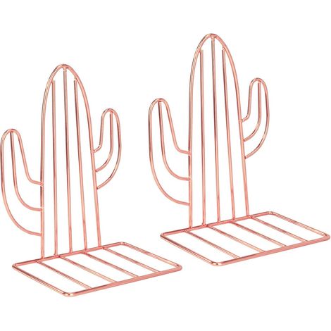 Serre-livres cactus métal or rose, antidérapant, décoratif pour enfants, bureaux et bibliothèques (1/5)