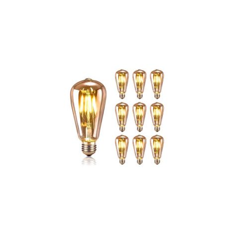 10er-Pack Vintage-LED-Lampen im Edison-Stil, 4 W, E27-Fassung, dekorative Antiklampen, warmweißes Licht (2200 K), weißes Glas – maximale Effizienz und Energieeinsparung – für Restaurants und Cafés