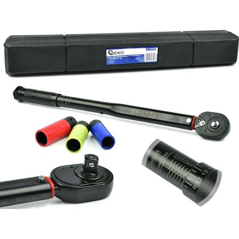 Chiave dinamometrica 1/2" 28-210nm + bussole in alluminio 3 pezzi nere HD (10) (1/5)