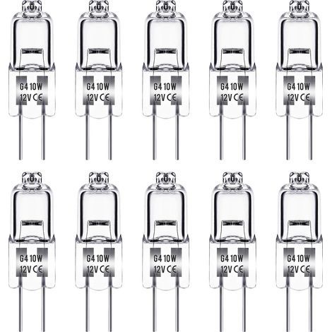 Ampoule Halogene G4, Ampoule G4 12V 10W, blanc chaud 3000K, 150LM, Intensité Variable, LampeHalogene G4, Lampe à Capsule Transparente, paquet de 10