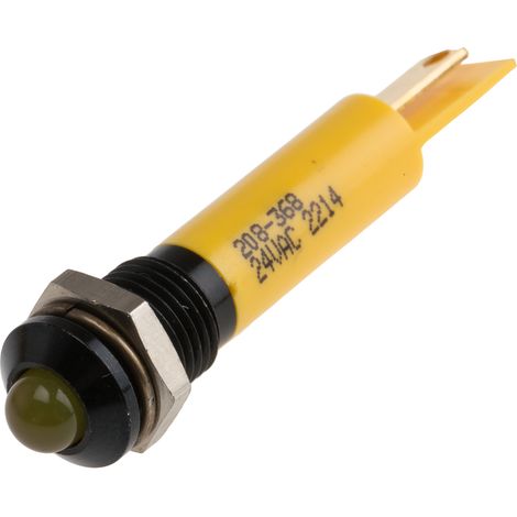 Voyant LED lumineux  Jaune RS PRO, dia. 8mm, 24V c.a. ( Prix pour 1 )