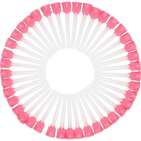 50 embouts de mélange en silicone rose 87003, jetables, pour pistolet à silicone, convoyage et mélange, lot de 50 pièces. (1/5)